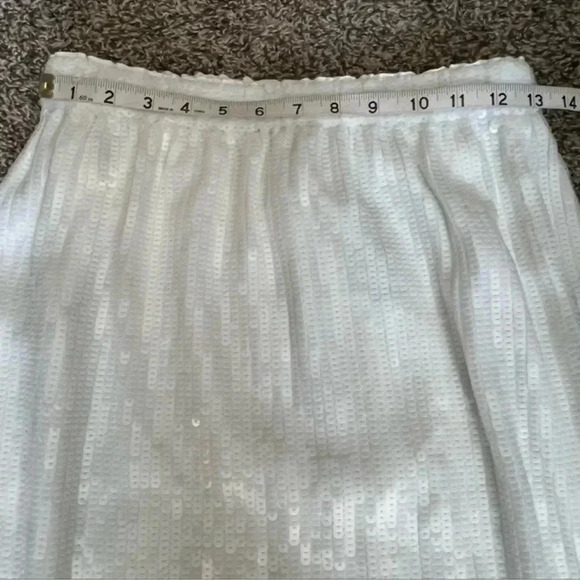 J.Crew White Sequin Midi Skirt Pull on stretch Holiday Formal waist nwt size XS - Picture 7 of 8